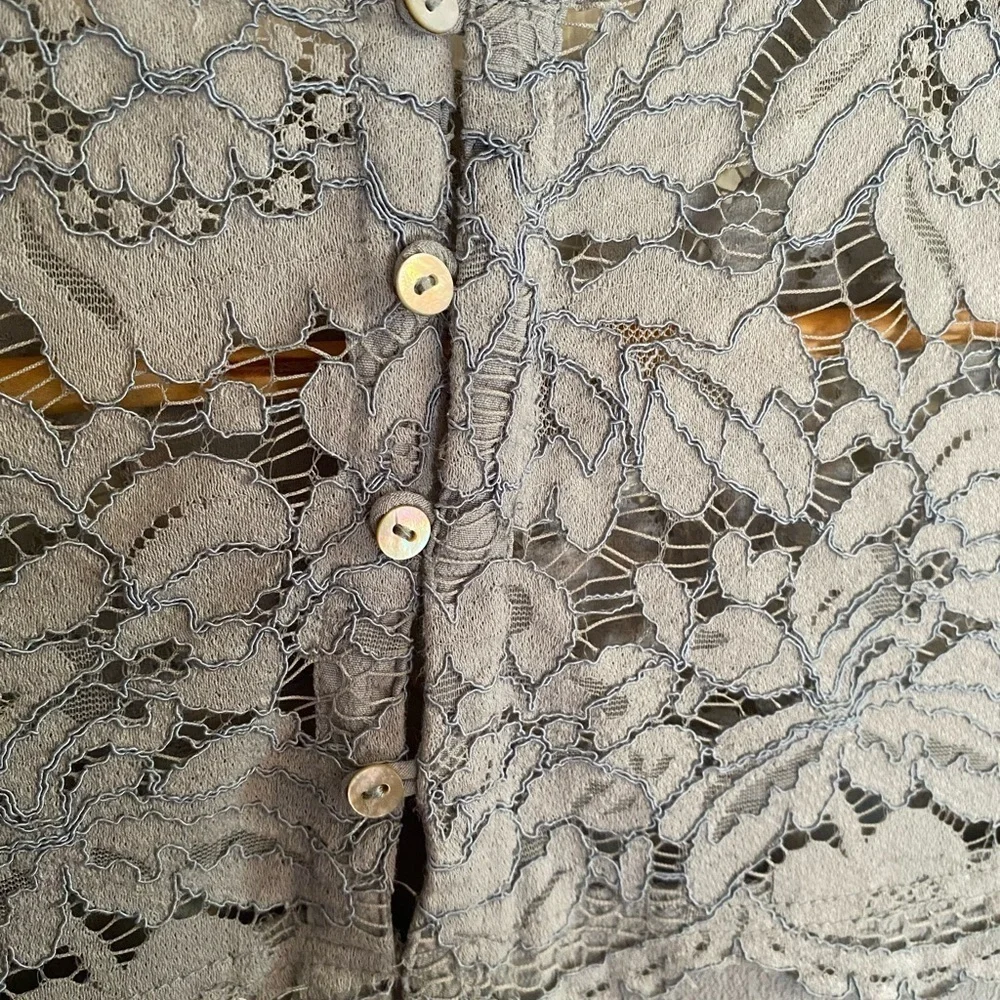 H&M Blue Long Sleeve Baby Doll Lace Long Sleeve Blouse Size 4, Small, Spring Top